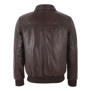 Chaqueta Bomber de Cuero Genuino de Cordero para Hombre, Estilo Clásico con Cierre, Retro, Invierno, OEM, ODM, Marca Privada - Product Image 6
