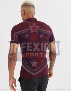เสื้อโปโลแขนสั้นสีแดงเลือดหมูสำหรับผู้ชาย ผ้าฝ้ายป๊อปลิน สีพื้น สวมใส่สบาย ทรงสมาร์ทแคชวล ป้องกันรอยยับ ติดกระดุม - Product Image 3