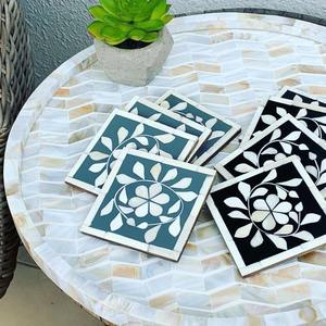 Sous-verres en os incrustés de haute qualité, faits à la main, ensemble de sous-verres décoratifs pour table - Product Image 2