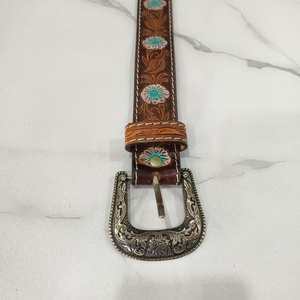 Venta al por mayor de cinturones de cuero vintage con diseño floral, hechos a mano, estilo western, nuevos, de diseñador, genuinos, de alta calidad, juego de 6 piezas. - Product Image 3