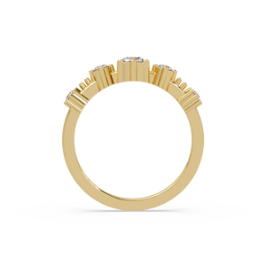Ensemble de bagues de mariage et de fiançailles en or jaune pur 14 carats avec diamants de laboratoire multi-pierres, taille ronde, VVS, CVD, HPHT, style Art Déco antique - Product Image 3