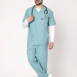 Secure Eco-Friendly Knitted Fabric <b>Scrub</b> <b>Sets</b> for Healthcare Workers Breathable Extended Wear Roomy Top Hospital Customized - Product Image 1