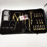 Kit d'outils professionnels et confortables pour extensions capillaires en acier inoxydable doré au plasma, pinces à mèches, micro-anneaux de coiffure, ciseaux à boucles