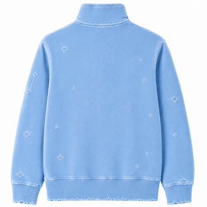 Sweat à capuche zippé intégral pour homme, effet vieilli, logo personnalisé, délavé à l'acide, effet soleil, coupe oversize, style streetwear - Product Image 4