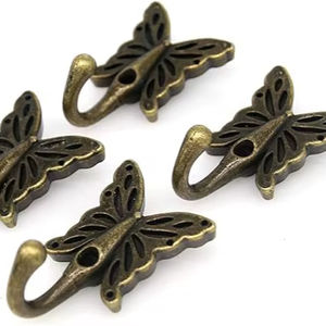 Crochets muraux en laiton antique en forme de papillon, porte-manteau, porte-chapeau, porte-serviette, décoratifs, robustes, style vintage - Product Image 4