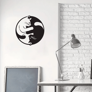 Nuova Scultura da Parete in Alluminio con Silhouette di Gatto Yin Yang per Arredamento Zen - Regalo per le Feste - Product Image 4