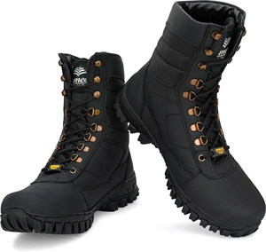 Botas de cuero genuino para hombre, resistentes y duraderas, con cordones, suela antideslizante, ideales para senderismo, equitación y uso casual. - Product Image 3
