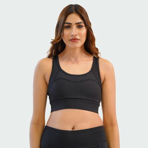 <b>Women</b> Yoga Set 1 Piece Black Crop <b>Top</b> High Waist Leggings Full Length Seamless Breathable Spandex/Nylon Quick Dry Eco-Friendly - Product Image 5