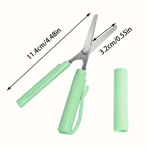 Ciseaux à sourcils en acier inoxydable, pointe acérée, lame courbée, capuchon de protection, ciseaux de maquillage verts, mini ciseaux pliables, pour droitiers - Product Image 1
