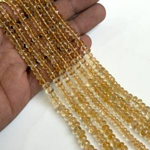 ลูกปัดซิทรินธรรมชาติทรงรอนเดลเหลี่ยมเพชรพลอย ขนาด 5-6 มม. สีเหลือง สำหรับทำเครื่องประดับ สร้อยคอ สร้อยข้อมือ จำนวนมาก - Product Image 2