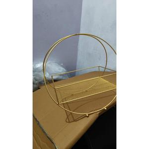 Customizable Design Luxury <b>Gift</b> <b>Hamper</b> Basket 2 Tier Trays Latest Style Gold Finish Metal Wire Basket Rack Gifting For <b>Wedding</b> - Product Image 2