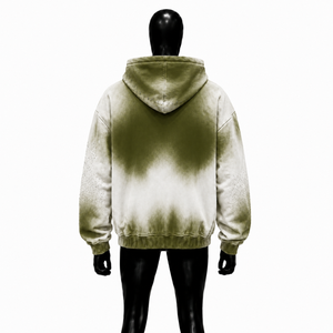 Sweat-shirt à capuche zippé dégradé blanc olive, style streetwear oversize, unisexe, veste à capuche ombrée premium, fermeture éclair intégrale, style vintage - Product Image 2