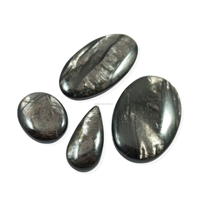 Aamna Gems Onyx noir naturel, pierres précieuses en éclats ovales, polies, approuvées par un tiers, pour la fabrication de bijoux - Product Image 2