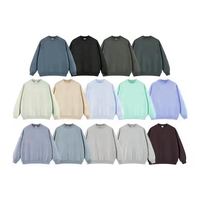 Sweat-shirt unisexe bleu clair à col rond, manches régulières, en coton tricoté, coupe ample, décontracté, pour l'automne