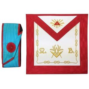 ชุดผ้ากันเปื้อนและสายสะพายสำหรับนายกุมารมาสเตอร์แห่งบลูลอดจ์แห่งสมาคมเมสัน ผ้ากันเปื้อนฟรีเมสันพร้อมริบบิ้นสีแดงลายโมร์ - Product Image 1