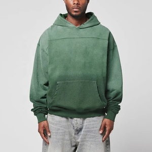 เสื้อฮู้ดดี้ผ้าฟลีซหนานุ่ม 450GSM ผ้าฝ้าย พิมพ์ลายกราฟิกตามสั่ง เอฟเฟกต์ซันเฟด ทรงหลวม ไซส์มาตรฐาน เสื้อพูลโอเวอร์แบบเรียบ ไม่มีลาย สั่งผลิตขั้นต่ำน้อย - Product Image 3