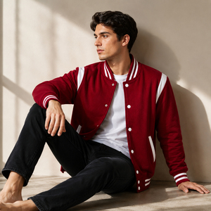 Durable varsity <b>jacket</b> crafted with fashionable sporty character and soft comfort for practical stylish daily outerwear use - Product Image 5