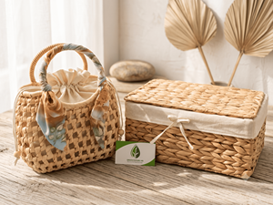 Bolso de Jacinto de Agua Natural Hecho a Mano, Ligero, Ecológico y Transpirable con Doble Asa, Venta al por Mayor de Proveedor Vietnamita para Compras a Granel - Product Image 5