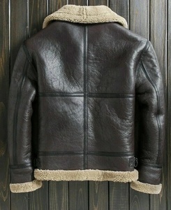 Chaqueta de Motociclista de Cuero Genuino para Hombre con Forro de Sherpa, Cierre de Cremallera, Cuello Camisero, Ropa de Invierno - Product Image 2