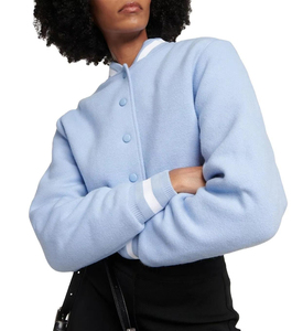 Custom Wholesale Women's Cropped Varsity Jacket for Gym & Running Cotton Oversized Sports Bomber Coat <b>Quilted</b> Embroidery - Product Image 4