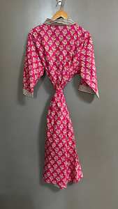 Indian Block Print Floral Cotton Kimono Robe Boho <b>Beach</b> <b>Cover</b> <b>Up</b> For <b>Women</b> - Product Image 5
