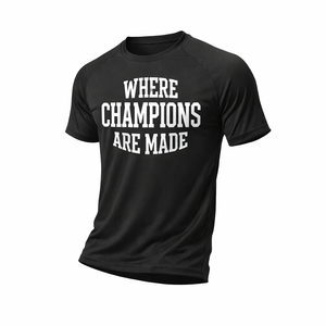 Camiseta de gimnasio para hombre Where Champions Are Made, camiseta motivacional para entrenamiento físico, camiseta transpirable para entrenamiento de culturismo atlético - Product Image 1