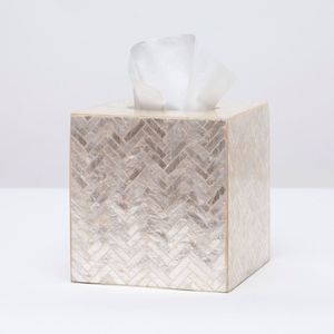 Square Mother Of Pearl Tissue <b>Box</b> Cover Glossy Modern <b>Storage</b> <b>Bin</b> For Living Room Tabletop Mount - Product Image 5
