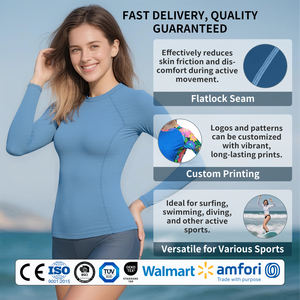 เสื้อแรชการ์ดผู้หญิง แห้งเร็ว ป้องกันรังสียูวี สำหรับกีฬาทางน้ำ - Product Image 4