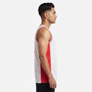 Maillot de basket personnalisé pour hommes, sublimation, sans manches, 100% polyester, maillots de basket pour hommes, col en V - Product Image 3