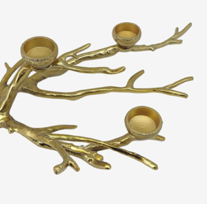 Vente chaude Bougeoir en métal doré de style antique, support de bougie chauffe-plat en forme de branche d'arbre, décoration de Noël et de Pâques pour la maison - Product Image 6