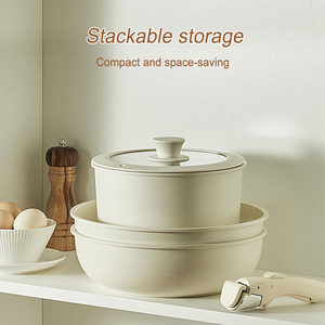 Non Stick Granite Aluminum <b>Cookware</b> <b>Set</b> with Detachable Handle, Stackable Cooking Pots and Pans <b>Set</b> for Kitchen RV Camping - Product Image 5