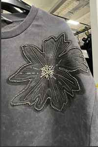 Sudadera de Algodón de Alta Calidad para Mujer, Cuello Redondo, con Cuentas, Diseño Floral de Moda, Manga Larga, Jersey, Ropa de Invierno - Product Image 3