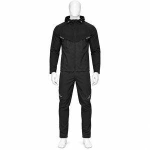 ชุดวอร์มมีฮู้ดบล็อกสีสำหรับผู้ชาย เสื้อแจ็คเก็ตแขนยาวและกางเกง - Product Image 6