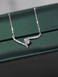 Collier pendentif en argent 925 avec moissanite, taille brillant rond, chaîne à maillons plaquée rhodium pour femme, cadeau de mariage - Product Image 6