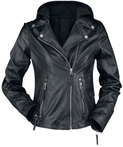 Veste de motard en cuir d'agneau noir véritable pour femme, veste de moto douce et confortable - Product Image 1