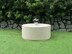 Fluted Concrete Coffee <b>Table</b> <b>Small</b> Durable Modern <b>Outdoor</b> Indoor Living Room Furniture - Product Image 6