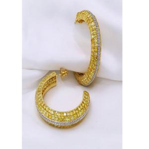 Boucles d'oreilles créoles tendance en zircon plaqué argent de haute qualité, élégantes, pour femme, idéales pour les soirées et les fêtes, collection mode. - Product Image 1