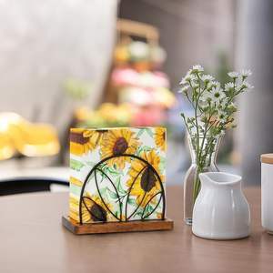 Porte-serviettes en bois pour table, support de serviettes avec base en bois pour serviettes carrées, pour cuisine, bar à cocktails, comptoir de salle à manger - Product Image 4