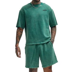 Conjunto de Pantalones Cortos de Verano para Hombre, Dos Piezas, Casual, Transpirable, Ligero, Camiseta Deportiva con Tela Estampada, Fábrica OEM - Product Image 1