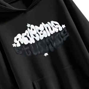 Embroidery Custom Luxury <b>Mens</b> Fleece <b>Men</b> Quality Black Cotton Puffed Print <b>Hoodies</b> with Low MOQ - Product Image 3