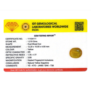 Natural Yellow Sapphire 6.05 Carat Oval Cut Loose Gemstone for Fine Jewelry - Product Image 4