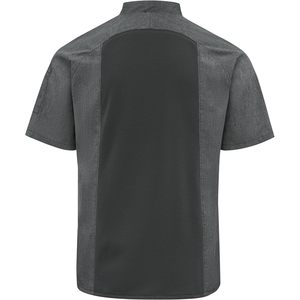 Veste de chef pour homme de haute qualité à manches courtes, double boutonnage, gris, polyester et coton, uniforme de restaurant - Product Image 4
