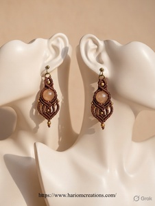 Pendientes Colgantes Boho de Macramé en Plata de Ley Hechos a Mano con Cordón Marrón, Joyería Curativa, Regalo de Aniversario para Mujer, HARI OM CREATIONS - Product Image 4