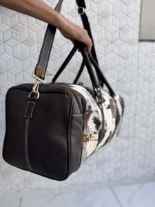 Nouveau Sac de Voyage en Cuir Véritable à Poils, Sac de Créateur Unique Fait Main, Sac de Voyage Unisexe Multi-usages Grande Taille, Sac Polochon - Product Image 3