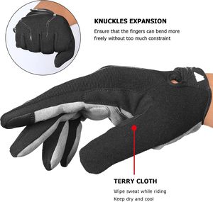 Gants de cyclisme pour hommes - Gants de BMX et de VTT à doigts entiers avec écran tactile, rembourrés et antidérapants pour hommes - Product Image 3