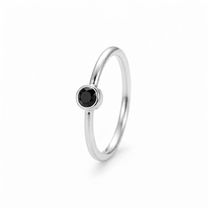 Rhaya Jewels Women's Elegant Rhodium Plated 925 Sterling <b>Silver</b> Cut Black Onyx Bezel Setting <b>Dainty</b> Band Trendy Engagement <b>Ring</b> - Product Image 1