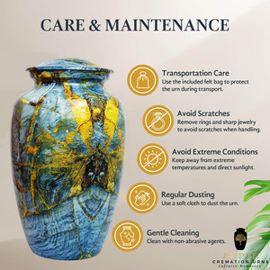 โกศบรรจุอัฐิสำหรับผู้ใหญ่ สีน้ำเงินทอง อลูมิเนียม ทนทาน เป็นมิตรกับสิ่งแวดล้อม น้ำหนักเบา ปรับแต่งได้ สำหรับเก็บอัฐิของมนุษย์ - Product Image 2