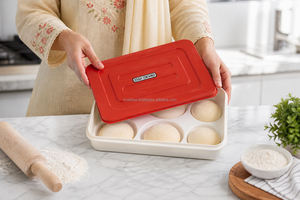 Contenedor de Plástico para Masa con Tapa, Bandeja Multicolor para Bolas de Masa para Uso en la Cocina, Bandeja con Capacidad para 6 Bolas - Product Image 6