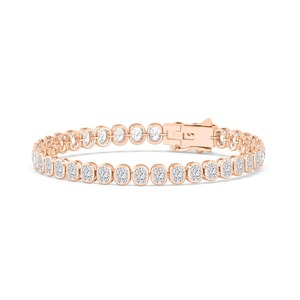 Bracelet tennis en or rose 9 carats avec diamants de laboratoire taille coussin longue de 11,00 CTW - Product Image 2
