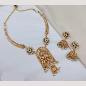 Conjunto de Collar de Perlas y Piedras Pota Chapado en Oro de Diseño para Mujer, Joyería Tradicional de Moda-10575291GR - Product Image 2